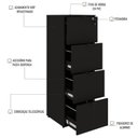 Ver imagem 6 de Gaveteiro Arquivo 4 Gavetas para Pastas Suspensas Kuaq40 Kuadra Yescasa