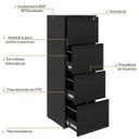 Ver imagem 4 de Gaveteiro Arquivo 4 Gavetas para Pastas Suspensas Kuaq40 Kuadra Yescasa