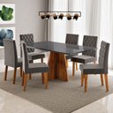 Ver imagem 1 de Mesa de Jantar 6 Lugares Antonella com Vidro Mel/grafite/veludo Cinza - Viero Móveis
