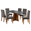 Ver imagem 2 de Mesa de Jantar 6 Lugares Antonella com Vidro Mel/grafite/veludo Cinza - Viero Móveis