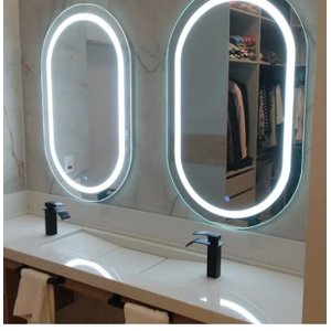 Espelho Oval com Luz de Led 80x50 Branco Quente
