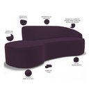 Ver imagem 3 de Sofá 5 Lugares Curvo Sala de Estar Living Firenze Direito D02 Veludo Roxo 300 cm C-292 - Lyam
