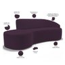 Sofá 5 Lugares Curvo Sala de Estar Living Firenze Direito D02 Veludo Roxo 300 cm C-292 - Lyam - 2