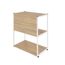 Ver imagem 3 de Estante Baixa para Escritório 3 Prateleiras 3 Nichos MDF MDP Macadâmia com Branco F5 Office
