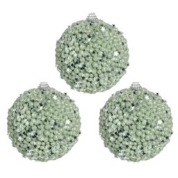 Bola Natalina 10cm C/4 Flocadas Verde Claro 1923691 Cromus - 1