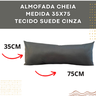 Almofada Suede Aveludada Encosto Lombar Sofá Retrátil Travesseiro Xuxão Cama Poltrona C/ Zíper 35x75 - 2