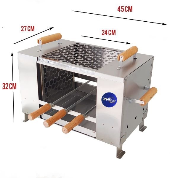Churrasqueira Ecológica Apartamento Média sem Fumaça 2 Grelhas + 3 Espetos a Bafo de Bancada - 4