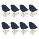 Ver imagem 1 de Kit 08 Cadeiras Poltrona de Jantar Bela Suede Base Metálica Industrial Dourado - Pallazio