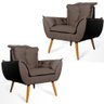 Conjunto 2 Poltronas Decorativa Opala Suede Marrom Rocha Móveis - 1