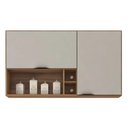 Ver imagem 1 de Armário Aéreo Firenze 120cm 2 Portas com Nichos Demobile Cor Amêndola/nude Prime