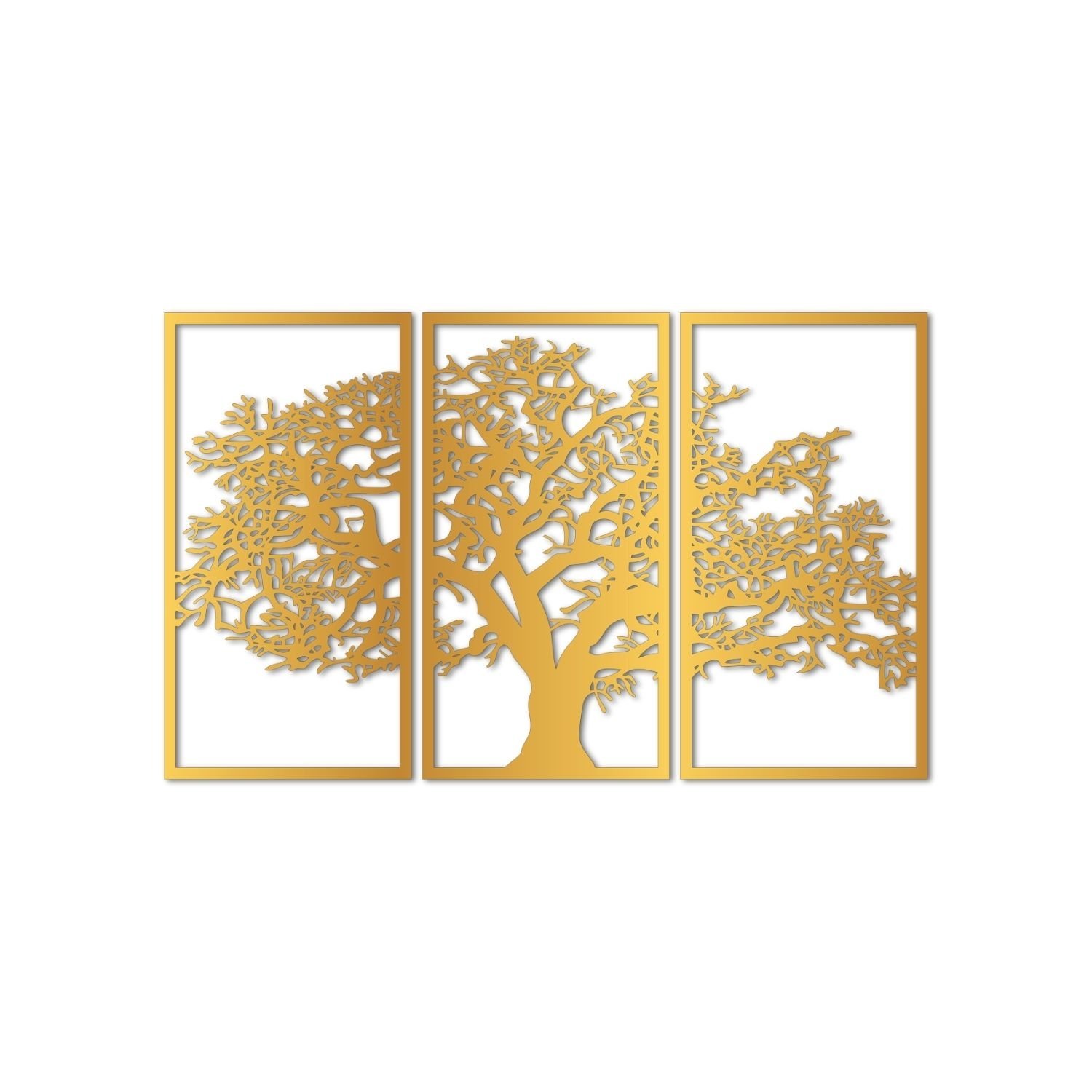 Quadro de Parede Conjunto de Arte Árvore da Vida 3mm 45x75 Dourado
