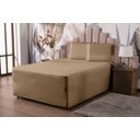 Ver imagem 1 de Lençol Casal Luva com Elástico Veste Colchão + Box Conjugado Malha Gel Spandex 1pç Bege