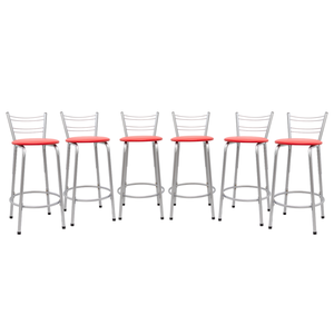 Kit 6 Banquetas para Balcão Flórida Prata 60cm Cozinha Gourmet Bistrô Bancada Piscina Área de Lazer