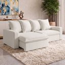 Ver imagem 1 de Sofá Retrátil Reclinável para Sala de Estar Living 215cm Vêneto F04 Bouclê Off White - Lyam Decor