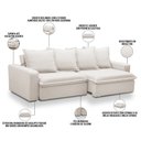 Ver imagem 4 de Sofá Retrátil Reclinável para Sala de Estar Living 215cm Vêneto F04 Bouclê Cru - Lyam Decor