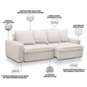 Ver imagem 5 de Sofá Retrátil Reclinável para Sala de Estar Living 215cm Vêneto F04 Bouclê Off White - Lyam Decor