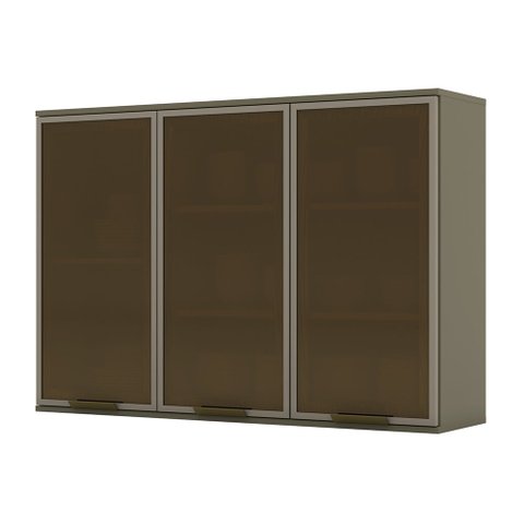 Armário Aéreo 03 Portas 120cm com Vidro Connect Duna Henn