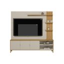 Ver imagem 2 de Rack Bancada C/ Painel P/ Tv até 70 Pol Napoli 3 Portas 4 Prateleiras e Led 193x200cm Tauari/off