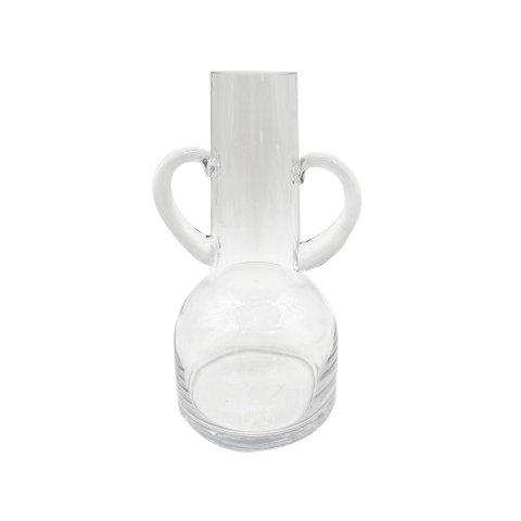 Vaso Decorativo com Alça de Vidro Transparente 22cm Ap0009 Btc