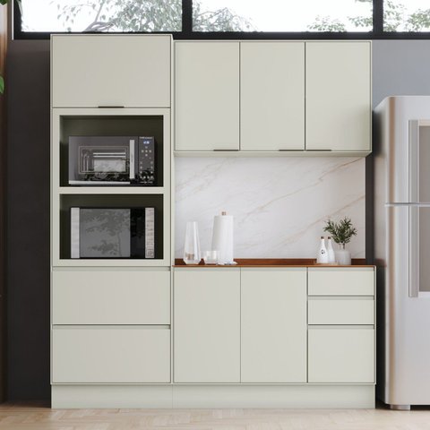 Cozinha Compacta 3 Peças 100% MDF com Torre Quente 2 Fornos Fineze