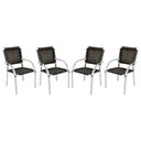 Ver imagem 1 de Kit 4 Cadeiras Alumínio Trama Colmeia Resistente Pedra Ferro