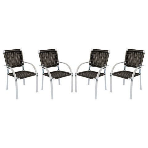 Kit 4 Cadeiras Alumínio Trama Colmeia Resistente Pedra Ferro