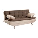 Ver imagem 1 de Sofá Cama Valencia 3 Lugares Reclinável Veludo Bege Marfim e Marrom Chocolate - Speciale Home