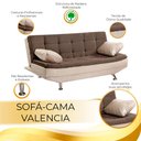 Ver imagem 7 de Sofá Cama Valencia 3 Lugares Reclinável Veludo Bege Marfim e Marrom Chocolate - Speciale Home