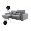 Ver imagem 6 de Sofá com Chaise Charlotte 3 Lugares Retrátil e Reclinável 180cm Cinza Linho