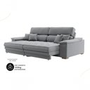 Ver imagem 2 de Sofá com Chaise Charlotte 3 Lugares Retrátil e Reclinável 180cm Cinza Linho