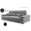 Ver imagem 4 de Sofá com Chaise Charlotte 3 Lugares Retrátil e Reclinável 180cm Cinza Linho