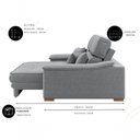Ver imagem 5 de Sofá com Chaise Charlotte 3 Lugares Retrátil e Reclinável 180cm Cinza Linho