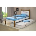 Ver imagem 1 de Cama Montessoriana Infantil Eloa Solteiro Com Cama Auxiliar - Branco/Amêndoa