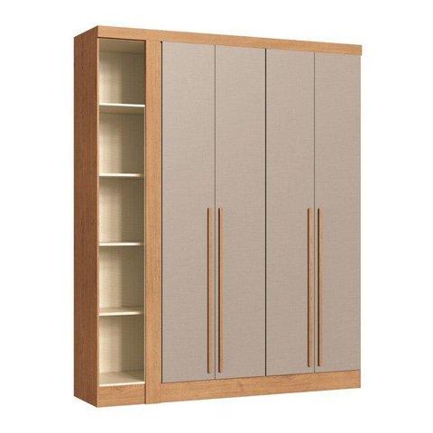 Módulo Guarda-Roupa de Canto 4 Portas 2 Gavetas Infinity Marrom/Cedro/Duna