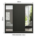 Ver imagem 3 de Guarda-Roupa Casal Madesa Reno 3 Portas de Correr com Espelhos Preto Cor:Preto
