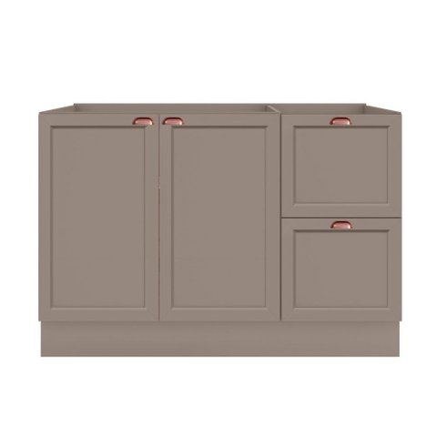Balcão Cozinha 120cm 2 Portas 2 Gavetas sem Tampo Unna - Griss