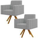 Ver imagem 1 de Kit 02 Poltronas Decorativa Base Giratória de Madeira Helô L02 Pied Poule - Lyam Decor