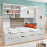 Kit de Móveis Infantis Branco Brilho e Sevilha Cama Solteiro, Cama Auxiliar, Módulo Aéreo - 4
