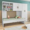 Kit de Móveis Infantis Branco Brilho e Sevilha Cama Solteiro, Cama Auxiliar, Módulo Aéreo - 3