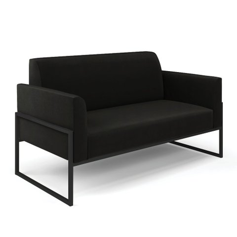 Sofá Namoradeira Base Industrial Alta Preto Marisa Suede Preto D03 - D’Rossi