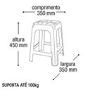 Ver imagem 2 de Kit 3 Banquetas de Plástico Preta Banquinho Empilhável