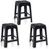 Kit 3 Banquetas de Plástico Preta Banquinho Empilhável - 1
