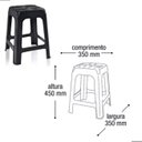 Ver imagem 5 de Kit 3 Banquetas de Plástico Preta Banquinho Empilhável