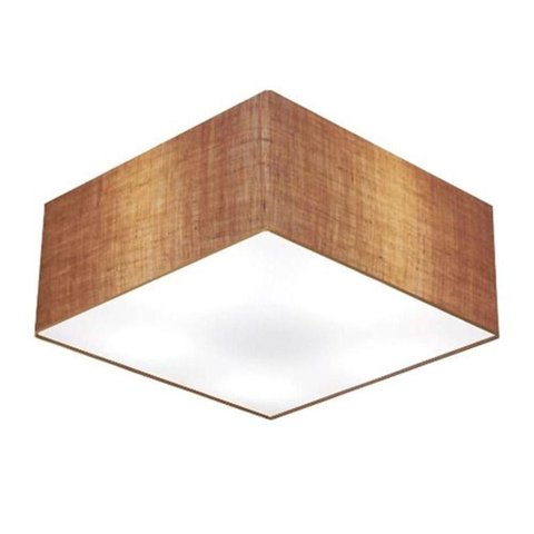 Plafon Quadrado Md-3012 Cúpula em Tecido 21/50x50cm Palha - Bivolt