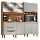 Ver imagem 1 de Armário para Cozinha Kit Mega 6 Portas 3 Gavetas Cinamomo Areia Fosco - Zanzini