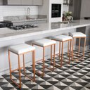 Ver imagem 2 de Banqueta Alta para Cozinha Industrial Kit 2 Nick Bronze e Sintético branco D03 - D’Rossi