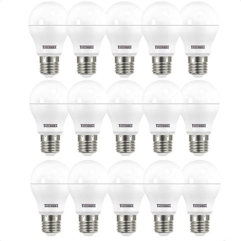 Kit 15 Lâmpadas Led Bolinha Tkl 4,9w Taschibra E27 Bivolt 3000k Quente