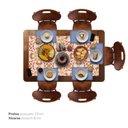 Ver imagem 3 de Mesa retangular 5 lugares para cozinha em madeira e 28 azulejos - Frutas