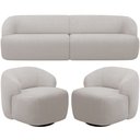 Ver imagem 1 de Sofá 3 Lugares Curvo Orgânico com 02 Poltronas para Sala Living 220cm Barolo L06 Bouclê Cinza - Lyam