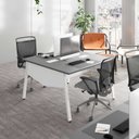 Ver imagem 2 de Mesa Escritório Plataforma 2 Pessoas 135cm com Tampo Chanfrado Pés em Metal Industrial Executive Cinza/Sagrado/Branco